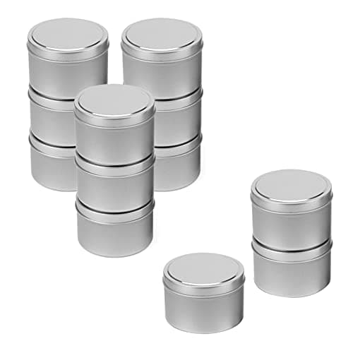 JOIKIT 12 Pack 8oz / 220ml Silver Candle Tin Jars, Metal Candle Tins, Round Empty Candle Containers Making Jars for Arts, Storage