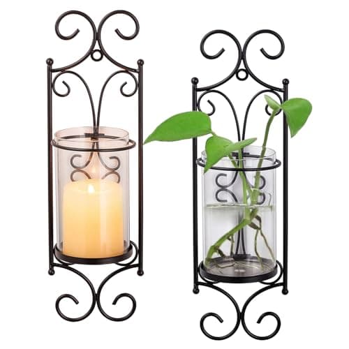 Sziqiqi Metal Wall Candle Holders: 2 Pcs Black Candle Sconces
