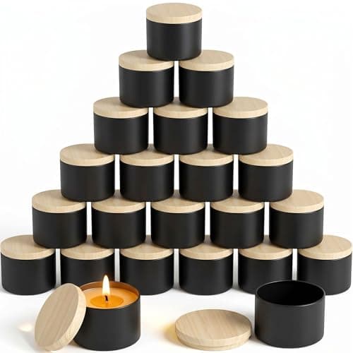 Pumtus 24 Pack 8 OZ Candle Tins, Matte Black Candle Container with Lids, Round Metal Jars for Making Candles, Bulk Empty Candle Vessel, Wax Mould Supplies, Gift Packaging Can for DIY, Storage, Gift