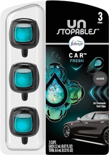Febreze Unstopables Car Odour Fighting Car Freshener Vent Clip Fresh.07 fl oz Car Vent Clip, Pack of 3