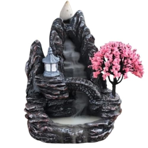 ZHAOYCSH Waterfall Backflow Incense Burner with Mountain Landscape, Resin Incense Holder for Aromatherapy, Home, Office and Yoga Decor, Natural Relaxing Fountain Style Spiritual Gifts