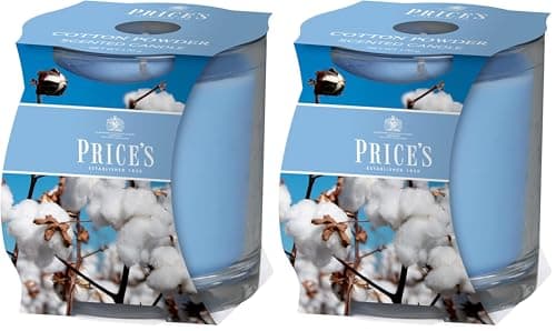 Price's Candles Cluster Jar Cotton Powder Scented Candle Long Burning Fresh Laundry Fragrance Candle for Home Décor Relaxation and Everyday Use (Pack of 2)