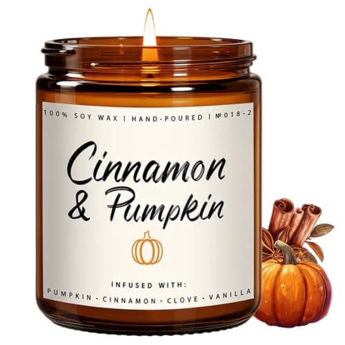 Auelife Autumn Candle, 7oz Cinnamon & Pumpkin Scented Candle