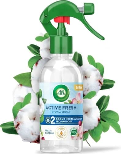 Airwick Premium Air Freshener, Fresh Cotton Scent, 236ml, Non-Wet Spray, Fast-Acting Indoor Deodorizer, Instant Odor Neutralizer, Quick Freshening,Green