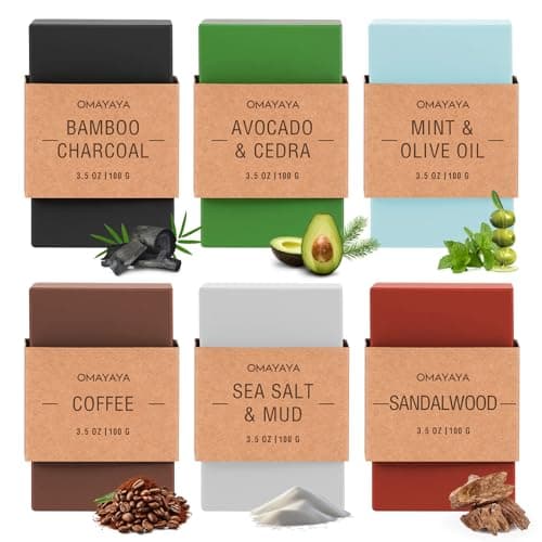 6Pcs Natural Soap Bars for Women & Men, Handmade Soap Set, Gentle Cleanse Moisturizing Nourishing Skin Bar Soaps for Body & Face, for All Skin Types, Gifts Idea, Gift for Her/Him/Self Care