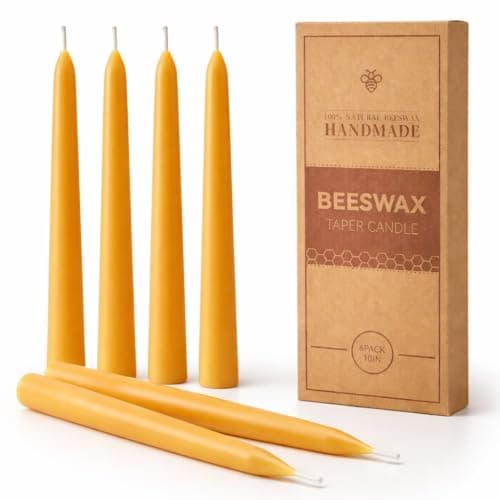 6 Packs Beeswax Taper Candles, 9-Hour Burn Time Dinner Candlesticks