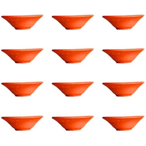 Traditional Handmade Clay Diya Set of 12 – Terracotta Earthen Oil Lamps for Diwali, Puja, Home Temple, Rangoli, Wedding Decor – Small Kulhad Style Brown Mitti Diyas for Festival Lighting