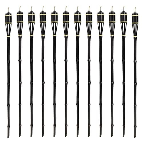 Harbour Housewares Bamboo Garden Fire Torches - 113cm - Black - 12 Pack
