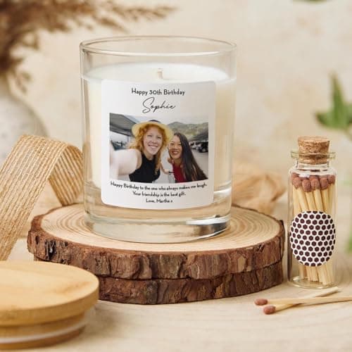 Pomchick - Personalised Birthday Candle Gift with Photo and Custom Message for Her Colleague Friend