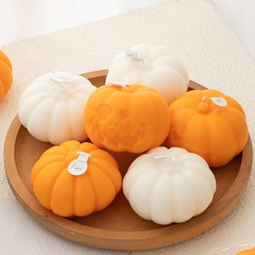 4pcs Pumpkin Candle, Cute Halloween Scented Candles, Cute Pumpkin Candle Gift Set, Halloween Thanksgiving Autumn Fall Home Decor