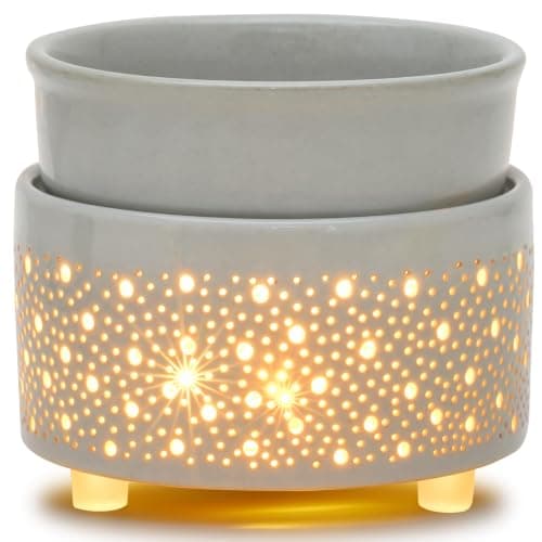 Geronland Electric Ceramic 3-in-1 Wax Melt Burner Oil Burner Glow-Grey