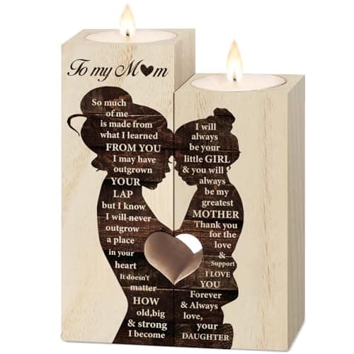 Gifts for Mum, Mum Birthday Gifts - Engraved Wooden Candleholder