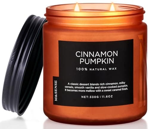M&SENSE Cinnamon Pumpkin Autumn Scented Candles, 330g Soy Wax 70 Hours