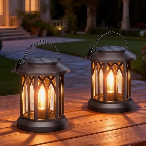 KOOPER Hanging Solar Lights Outdoor Garden 2 Pack, LED Bulds Solar Lanterns