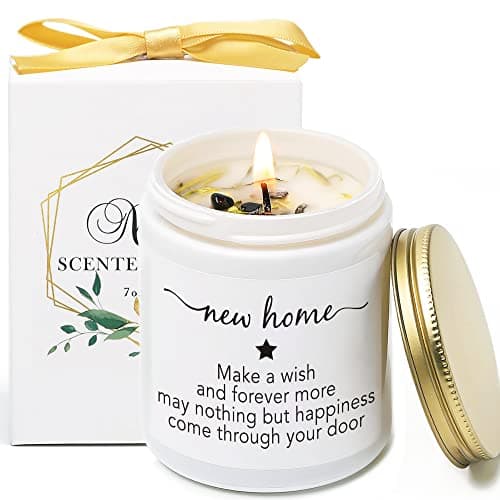 Housewarming Gift for New Home, New Home Gift, Housewarming Candle Idea for Women Friend, Vanilla & Lavender Scented Candles with Crystal,Neighbours Moving in/Leaving Gifts