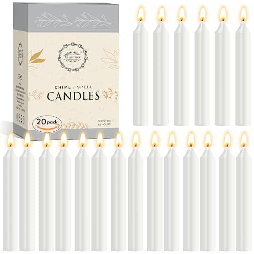 Raajsee Unscented Mini Taper White Candles Pack of 20 | 5 Inches (H) Dinner Candle Sticks| Smokeless, and Dripless| Paraffin Wax with Cotton Wicks | Long Burning Time.