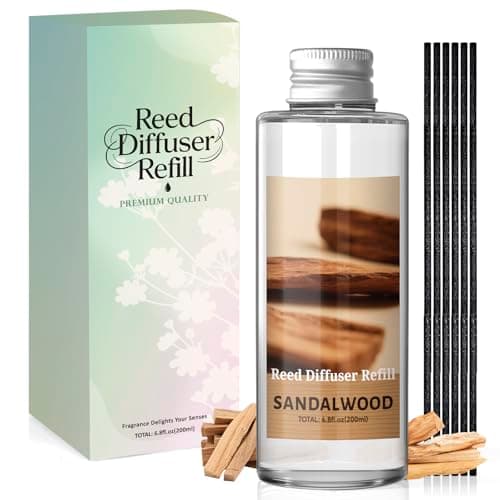 Scent-Hi Sandalwood Reed Diffuser Refill 200ml with 6 Reed Sticks