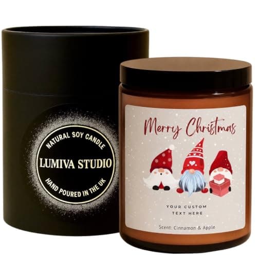 Personalised Christmas Candle - Custom Label & Gift Box - Handmade Scented Candles Gifts for Women - 100% Natural Soy Wax with Fragrance Oils - Perfect Xmas Gifts & Xmas Keepsakes - Made in UK