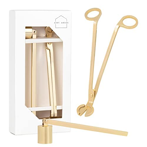 Airy Abode Candle Accessory Set with Candle Snuffer and Wick Trimmer – Gold