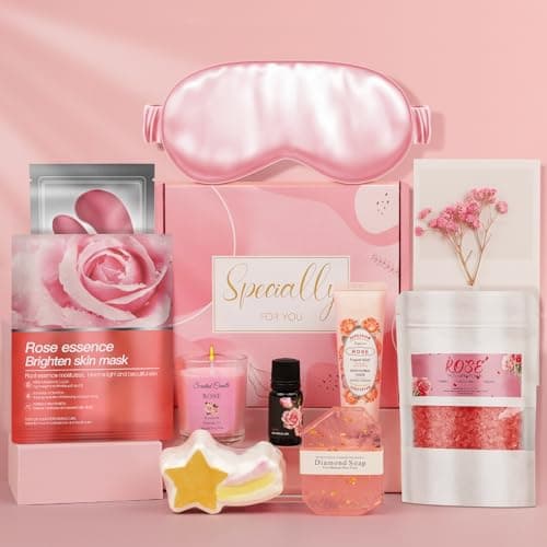 Rose Pamper Gift Set for Women, Luxury Spa & Self Care Gifts for Her