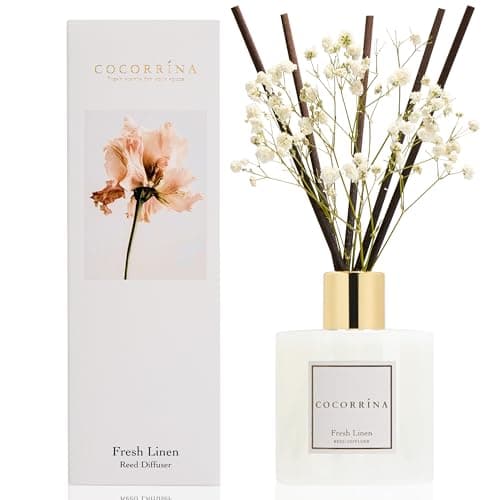 COCORRÍNA Reed Diffuser - Fresh Linen 200ml Scented Diffuser with 8 Sticks Home Fragrance for Bedroom Bathroom Living Room, Home & Office Decor