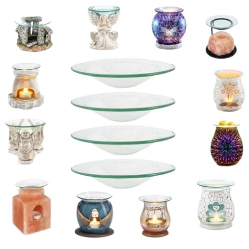 Spare Glass Dish For Oil Burners, 4-Pack Heat-Resistant Glass Dishes for Wax & Oil Burners, Spare Dish Bowls Compatible with Electric Wax Melters, Scented Oil Lamps for Home Decor