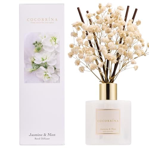 COCORRÍNA Reed Diffuser Set, 200ml Jasmine & Mint Scented Diffuser with Sticks Home Fragrance for Bedroom Bathroom Living Room, Home & Office Decor