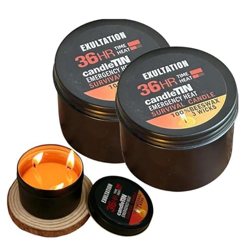 Long-Burning Emergency Candle,3 Wicks,Camping Candles Survival, Long Lasting Disaster Candle,36-Hour Survival Kit in Tin Box for Blackouts, Winter Storms, Hunting, and Camping