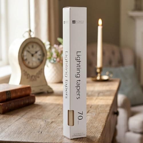 Pack of 70 Long White Lighting Tapers – 12'' Clean-Burning Wax Candles for Church, Ceremonies, and Home Use