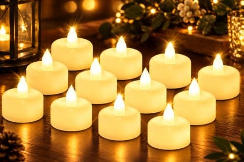 CNMTCCO 12 Pack Battery Operated Flameless LED Tea Lights, Electric Fake Tealight Candles with Warm White Flicker for Votive Holders, Christmas, Wedding, Party & Home Decor