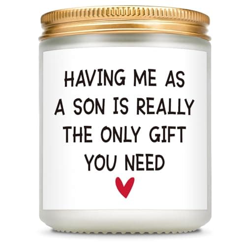 Giftasy Funny Candle Gifts for Mum from Son - Handmade Lavender Scented Soy Wax Candle, Mum Birthday Gifts from Son, Present for Mummy on Mother's Day Christmas