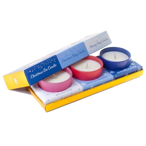 Pan Aroma Christmas Candle Set | Xmas Eve, Christmas Day, Boxing Day Scented Candles | 3 Festive Scents - Mandarin & Myrrh, Apple & Cinnamon, Mulled Wine | Gifts for Women - Stocking Fillers (3 Pack)