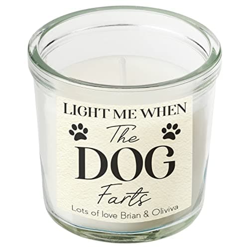 Personalised Light Me When The Dog Farts Funny Scented Candle in A Jar Gift Custom Message Dog Owners Gifts Dogs Fart Candles Humorous Pet Present Keepsake (Small)