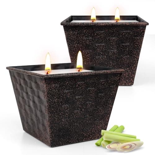 Citronella Candles Outdoor – 2 x 12 oz Large 2-Wick Soy Wax Candles, Up to 100 Hours Burn Time, Lemongrass Scent for Outdoor Patio, Garden, Yard, Balcony, Camping