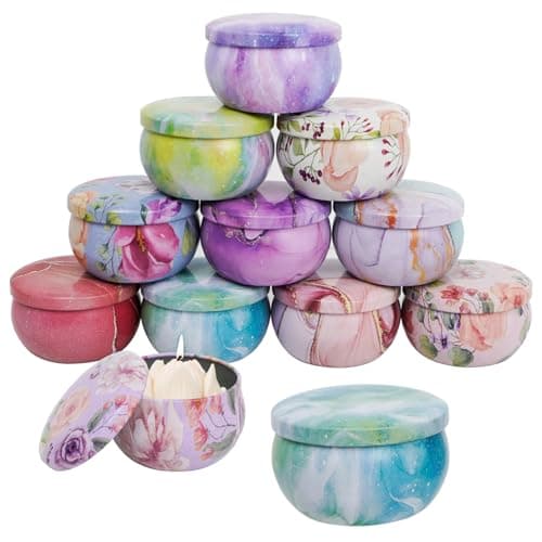 12 Pack Small Candle Tins with Lids, 2.2oz Metal Candle Jars for Making