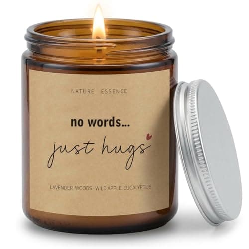Thinking of You Gifts, Sympathy Gift for Loss of Loved One, No Words Just Hugs Candle, Bereavement Gifts for Women, Men, Friends, Memorial Lavender Scented Soy Candle, Condolence & Grief Recovery Gift