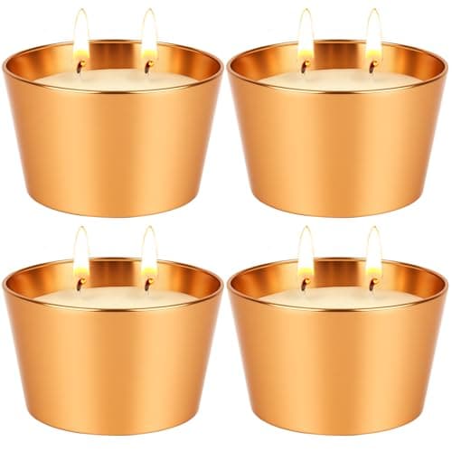 Citronella Outdoor Candle, 4 Large Outdoor Candles, 250 Hours Burning Time with 2-Wick System, Natural Soy Wax, Lemon Candle for Outdoor, Garden, Camping, Picnic
