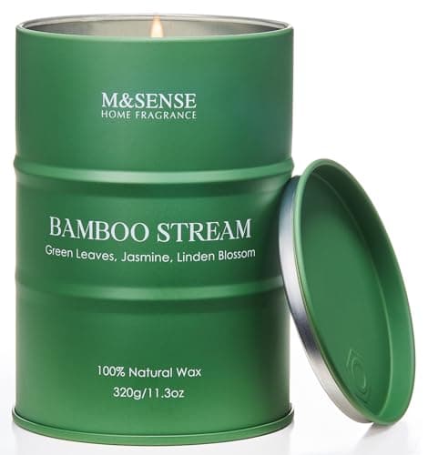 M&SENSE Bamboo Stream Scented Candle, 320g Organic Soy Wax, Up to 70 Hours Burn Time, Non Toxic Fresh Home Fragrance Candle, Zen Aromatherapy Gift for Men and Women, Stress Relief and Meditation