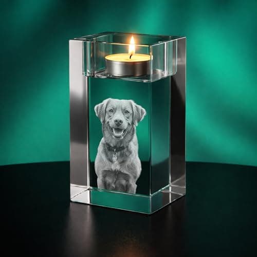 Print Maniacs Personalised 3D Crystal Candle Photo Gift – Custom Laser Engraved Picture – Memorial, Anniversary & Couple Keepsake