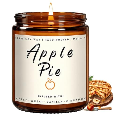 Auelife Autumn Candles, 7oz Apple Pie Scented Candle Gift for Women