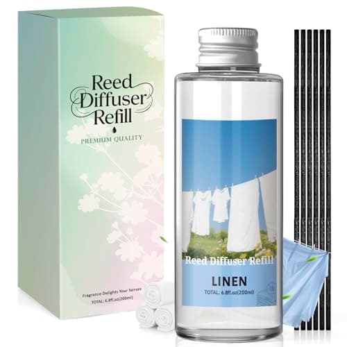 Scent-Hi Fresh Linen Reed Diffuser Refill 200ml with 6 Reed Sticks