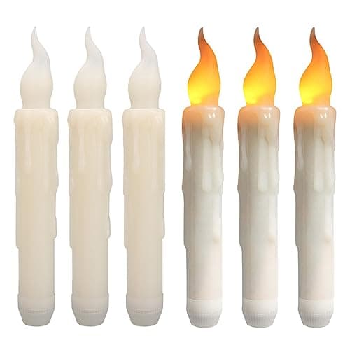 NAKIHOUSE LED Taper Candle Lights Pack of 6 Warm Yellow Flameless Candle
