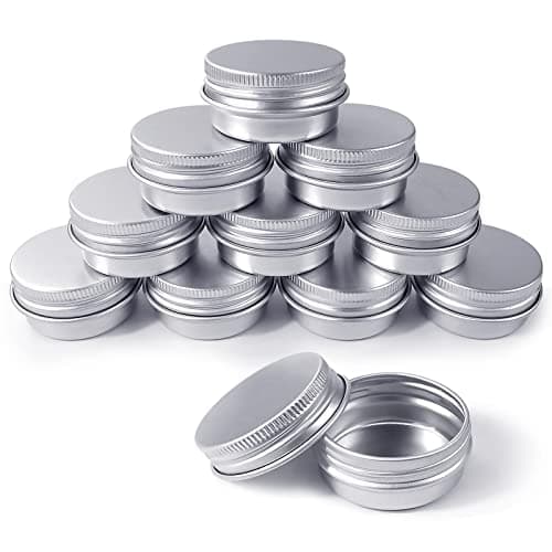 Redamancy Pack of 10 Aluminium Empty Jars, Aluminium Cans, 15 ml Tin Can, Cream Jars, Travel, Portable Small Metal Tin for DIY Candle, Cream, Cosmetics (Silver)