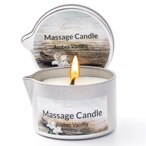 Massage Candle Oil Scented Soy Wax, Body SPA Relaxation, 95g Amber Vanilla