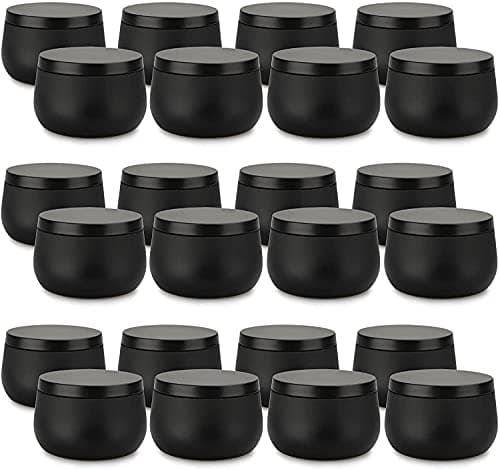 Candle Tin 24 Piece, 8 oz, Candle Containers with Lid, Black Candle Jars for Candle Making, DIY Candle Can Tin Bulk Candle Making Party Supplies