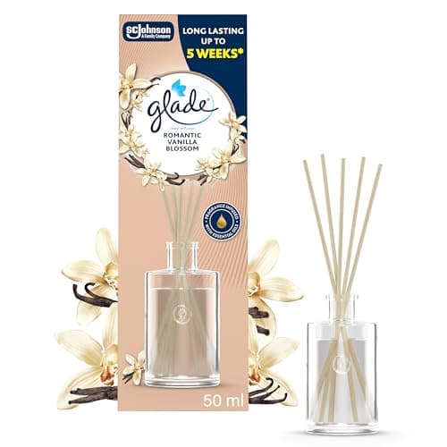 Glade Reed Diffuser, Home Fragrance Infused with Essential Oils, Room Air Freshener With Up to 5 Weeks of Continuous Fragrance, Vanillla Blosson, 50ml
