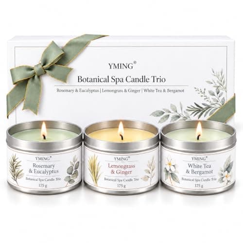 YMING Scented Candle Gift Set for Women, 3 x 175 g Soy Wax Candle Tins