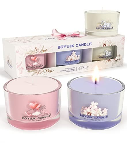BOYUJK Candles Gifts for Women | Scented Candles Gift Set for Anxiety | 3 Scented Filled Votive Candles | Relaxation Gifts for Women