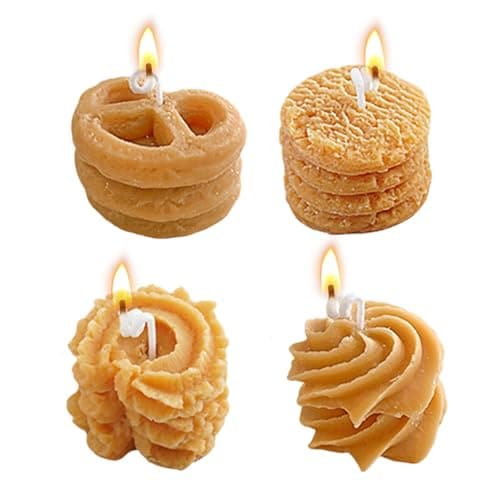 Cookie Scented Candle Set - Cute Decorative Candles, Aesthetic Food Decor | Sweet Dessert Shape Aromatherapy Home Fragrance Supply for Birthday Mother Valentines Holiday Autumn