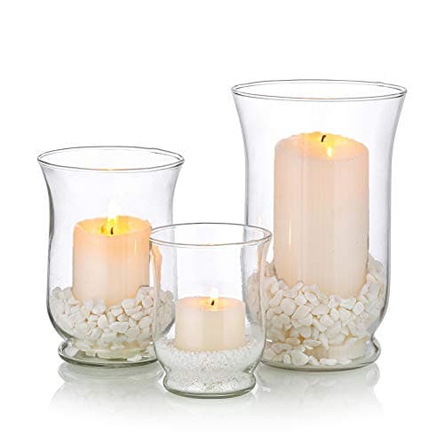 Glasseam Hurricane Candle Holder Glass for Table Centrepiece, Set of 3